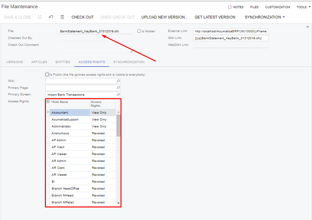 File Level Access Rights - Acumatica Cloud ERP